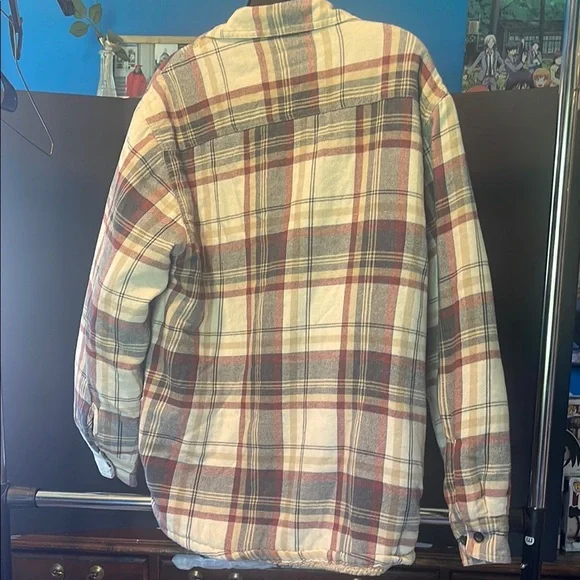 Wrangler Quilted Fleece Lined Red and Blue Plaid Shirt/ Jacket Size M - Picture 4 of 5